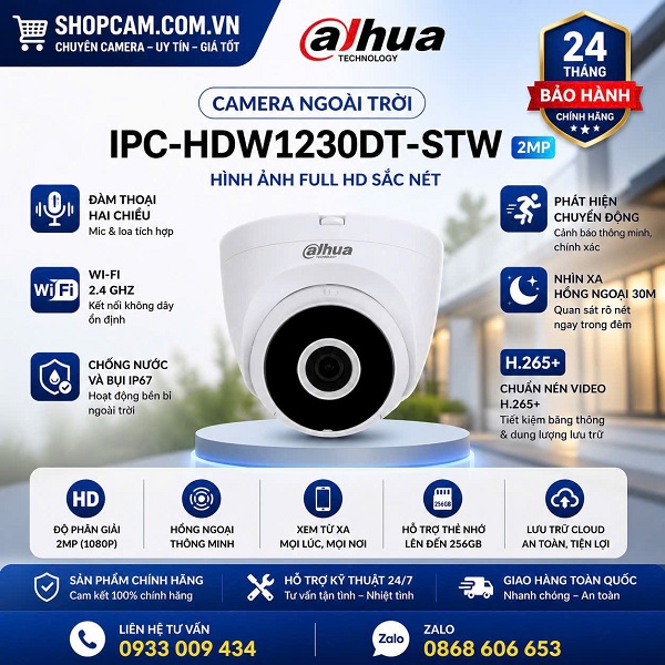 Camera kết nối wifi ốp trần nhỏ gọn | dahua HDW - 1230DT(2MP)