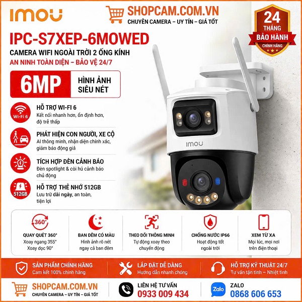 Camera wifi 2 mắt ngoài trời Imou | IPC-S7XEP-6M0WED - xem đa hướng cùng lúc