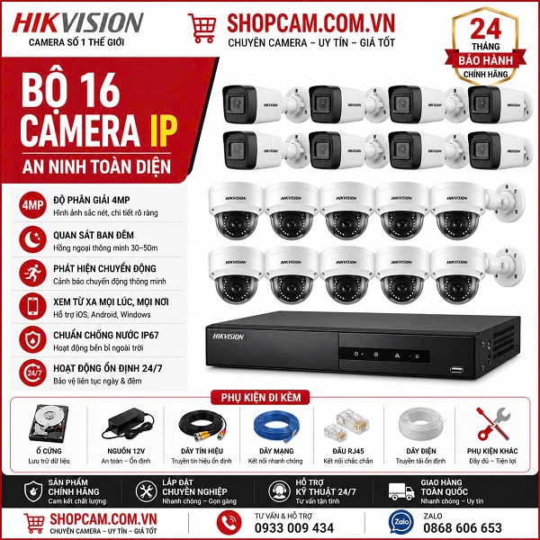 Combo 16 camera an ninh chính hãng cao cấp | hikvision