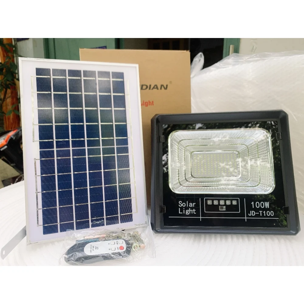 Đèn Năng Lượng Mặt Trời 100W Jindian JD-T100 - chính hãng sáng lâu 8-12 tiếng