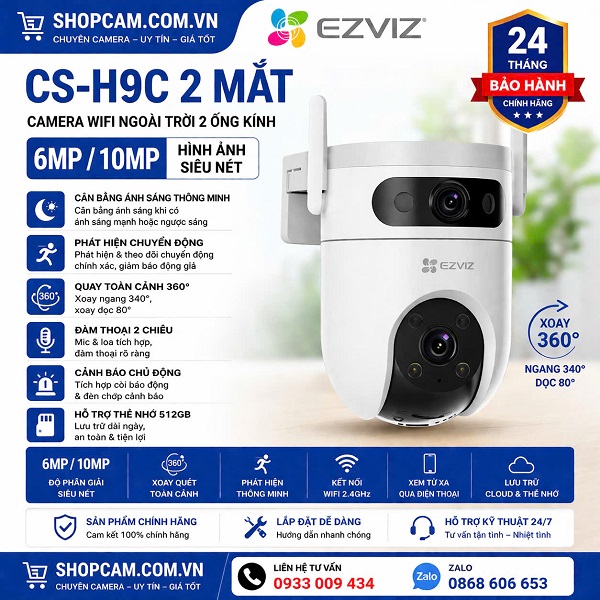 Camera ngoài trời wifi 2 mắt | Ezviz H9C - giải pháp nhìn đa hướng chính hãng