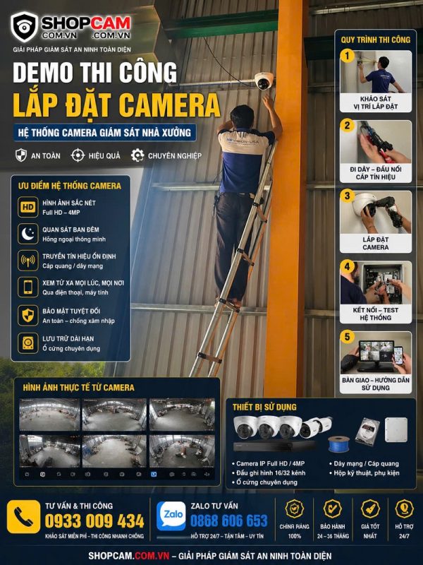 Camera chuyên dùng nhà xưởng, kho xưởng | quay quét toàn cảnh 24/24