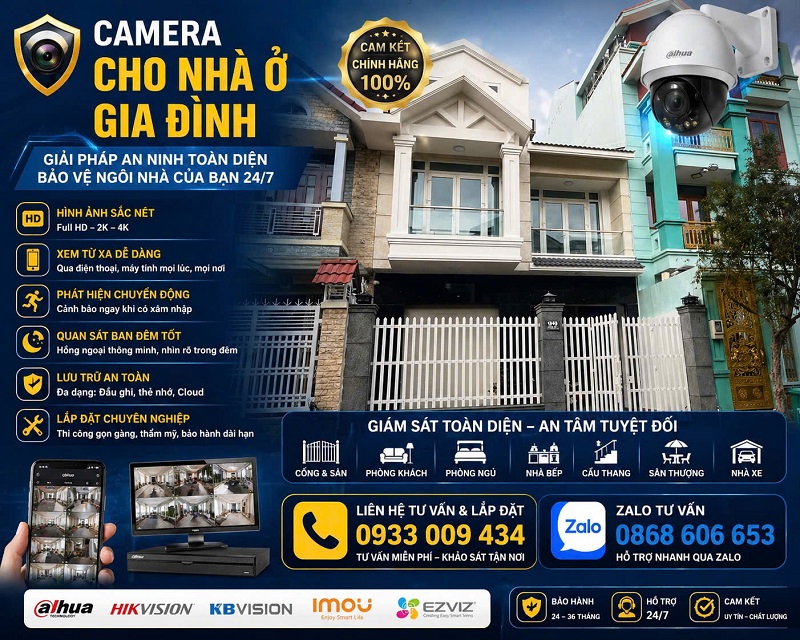 Thi công lắp đặt camera cho gia đình, nhà ở