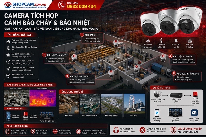 Camera vừa giám sát an ninh, vừa cảnh báo cháy