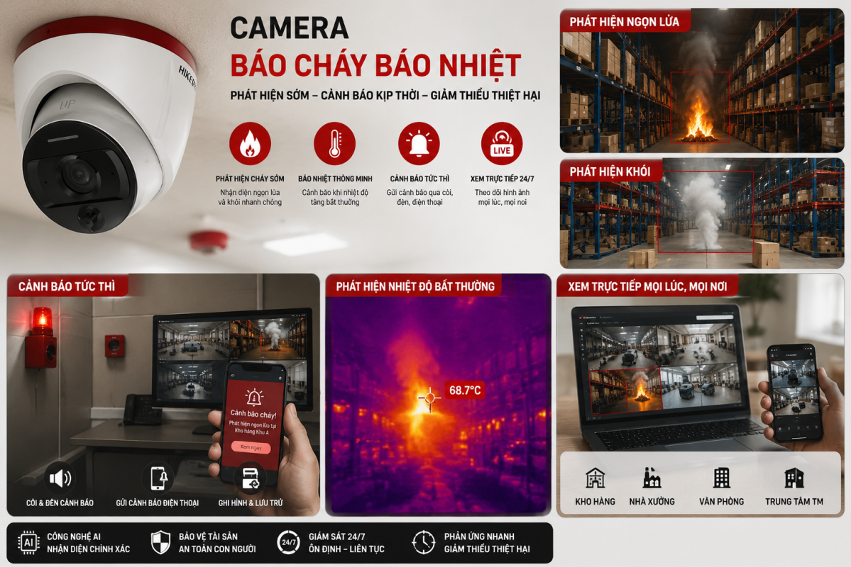 Camera báo cháy báo khói,báo nhiệt 
